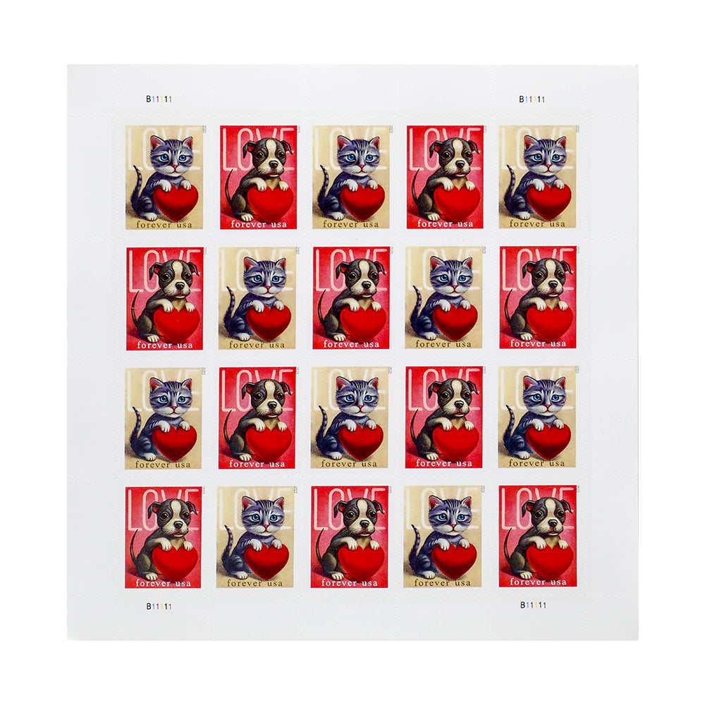 2023 First-Class Forever Stamps – Love: Kitten & Puppy