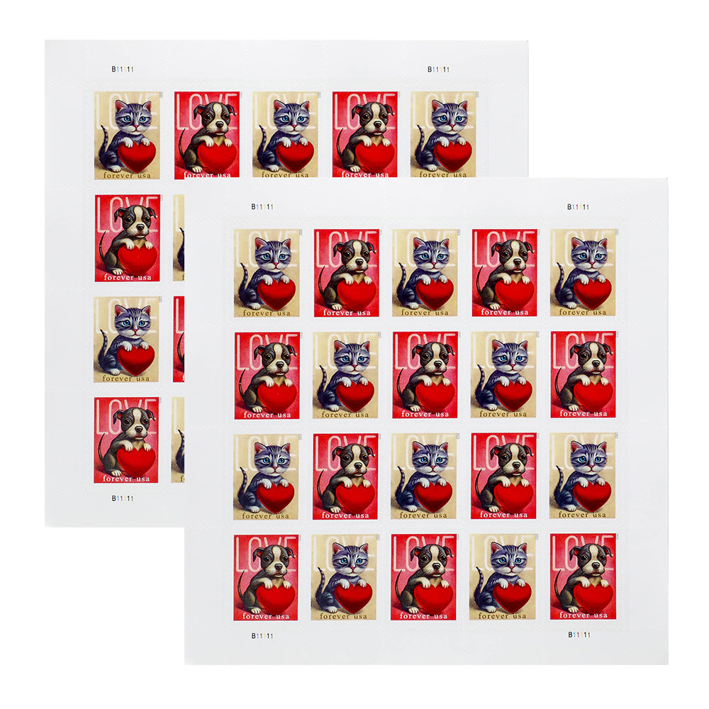 2023 First-Class Forever Stamps – Love: Kitten & Puppy