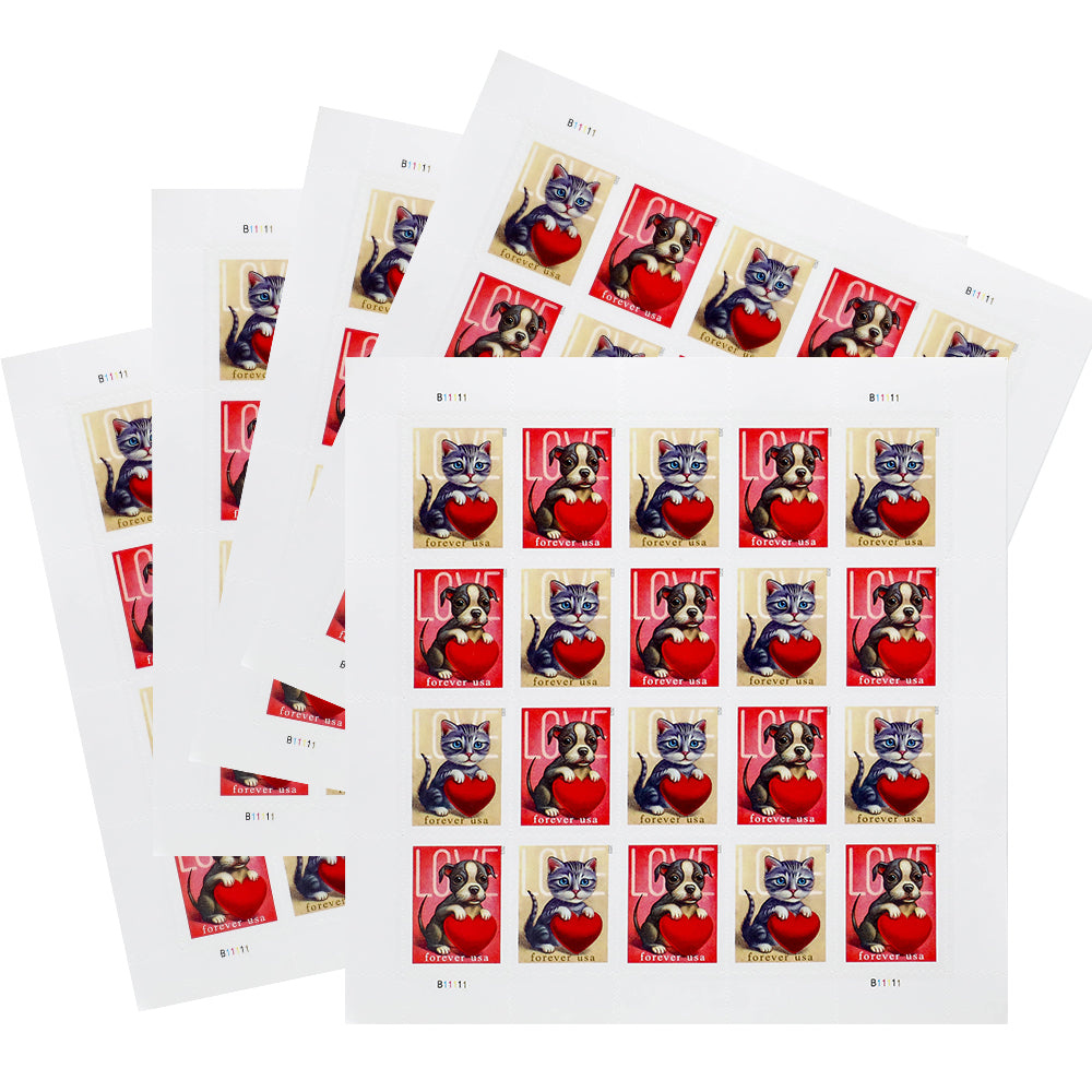 2023 First-Class Forever Stamps – Love: Kitten & Puppy